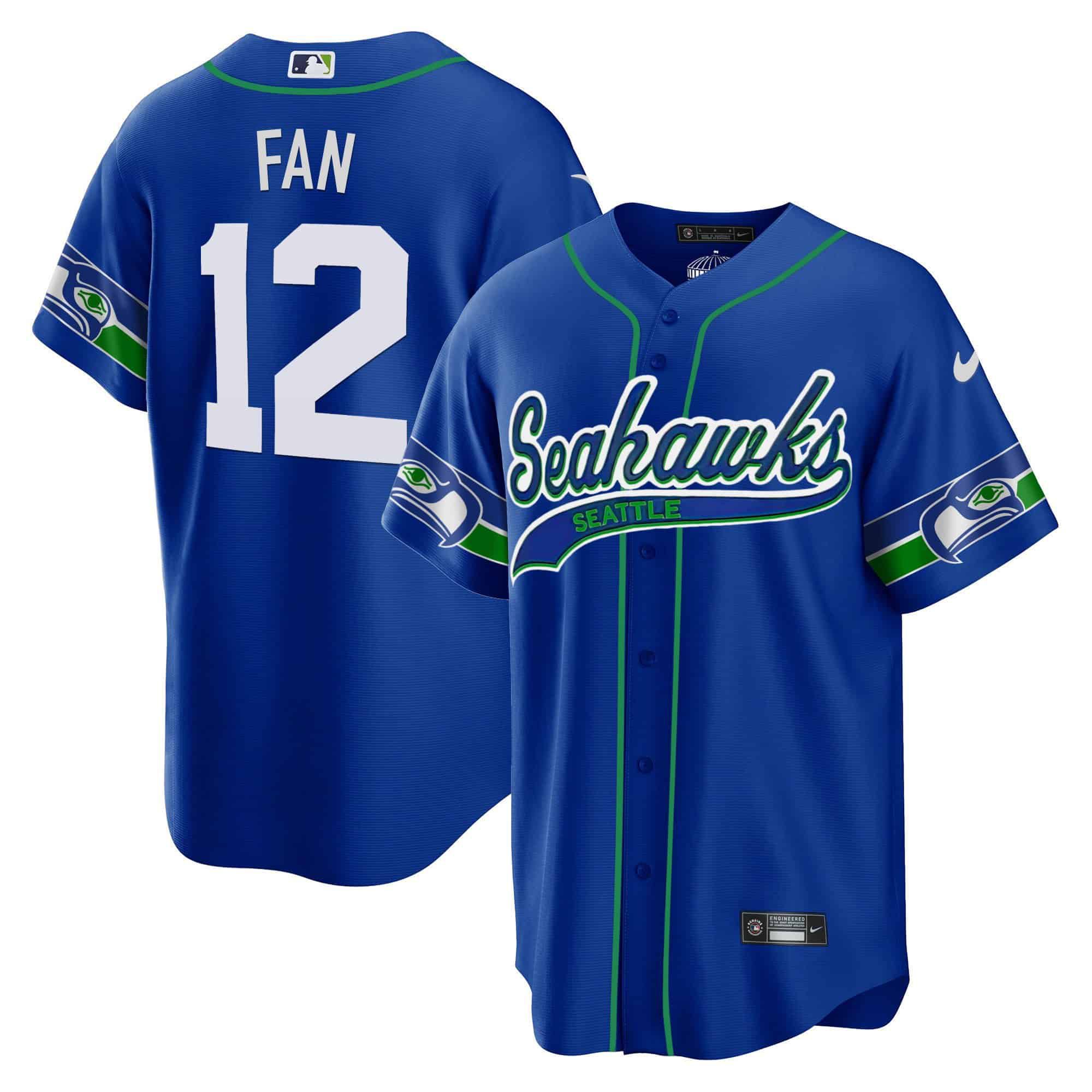 Men Seattle Seahawks 12 Fan Blue 2024 Nike Throwback Gold Cool Base NFL Jersey